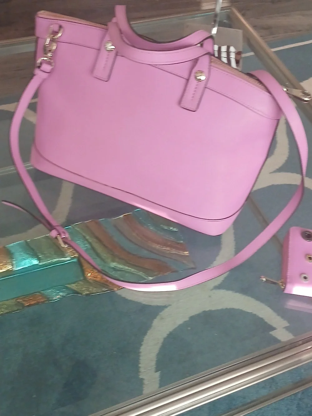 henri bendel pink grommet tote with matching wallet - Picture 8 of 16